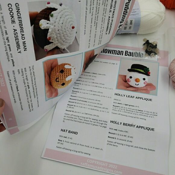 Christmas Crochet Kit Stocking Stuffers Yarn Baubles Gnome Reindeer Ornament SEE - Picture 16 of 16